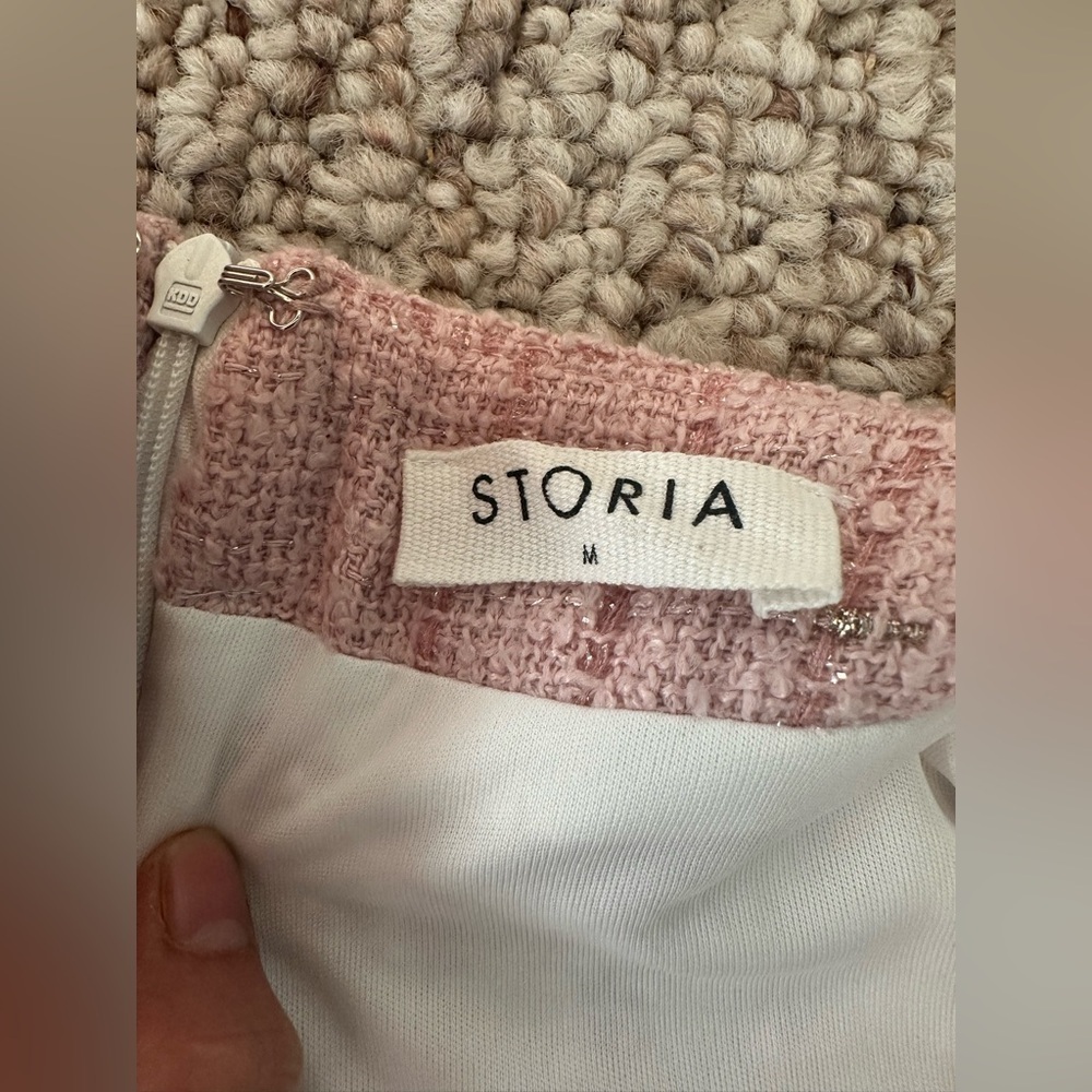 Storia Pink and White Buttoned Sheath Dress size M - Picture 2 of 8